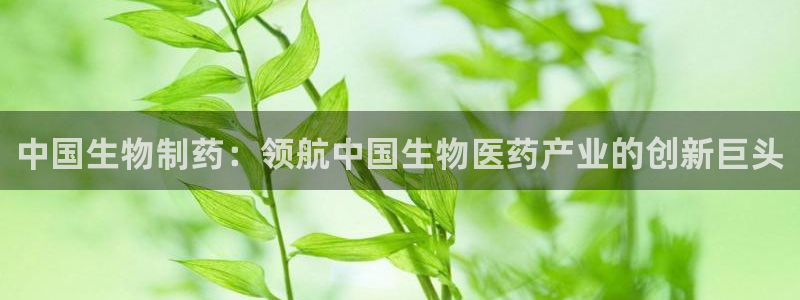 九游会老哥俱乐部官网：中国生物制药：领航中国生物医药产业的创新巨头