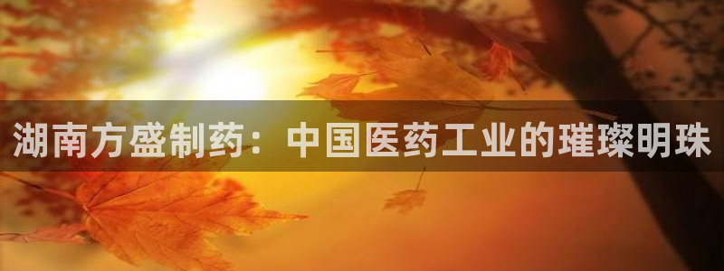j9九游会老哥俱乐部交流区：湖南方盛制药：中国医药工业的璀璨明珠