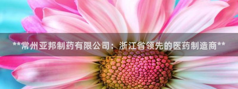 九游老哥俱乐部官网登录入口：**常州亚邦制药有限公司：浙江省领先的医药制造商**