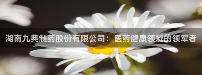 ag九游老哥俱乐部：湖南九典制药股份有限公司：医药健康领域的领军者